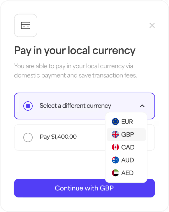 Reevol buyer portal - pay in your local currency